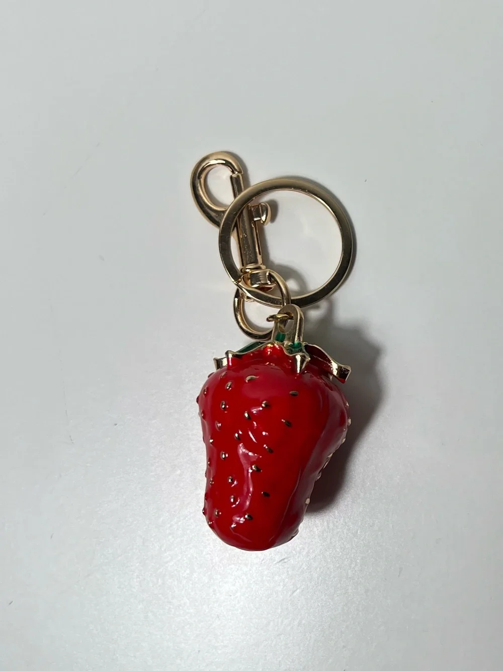Coach CC Logo Strawberry Fruit Enamel Bag Charm Pendant Keychain